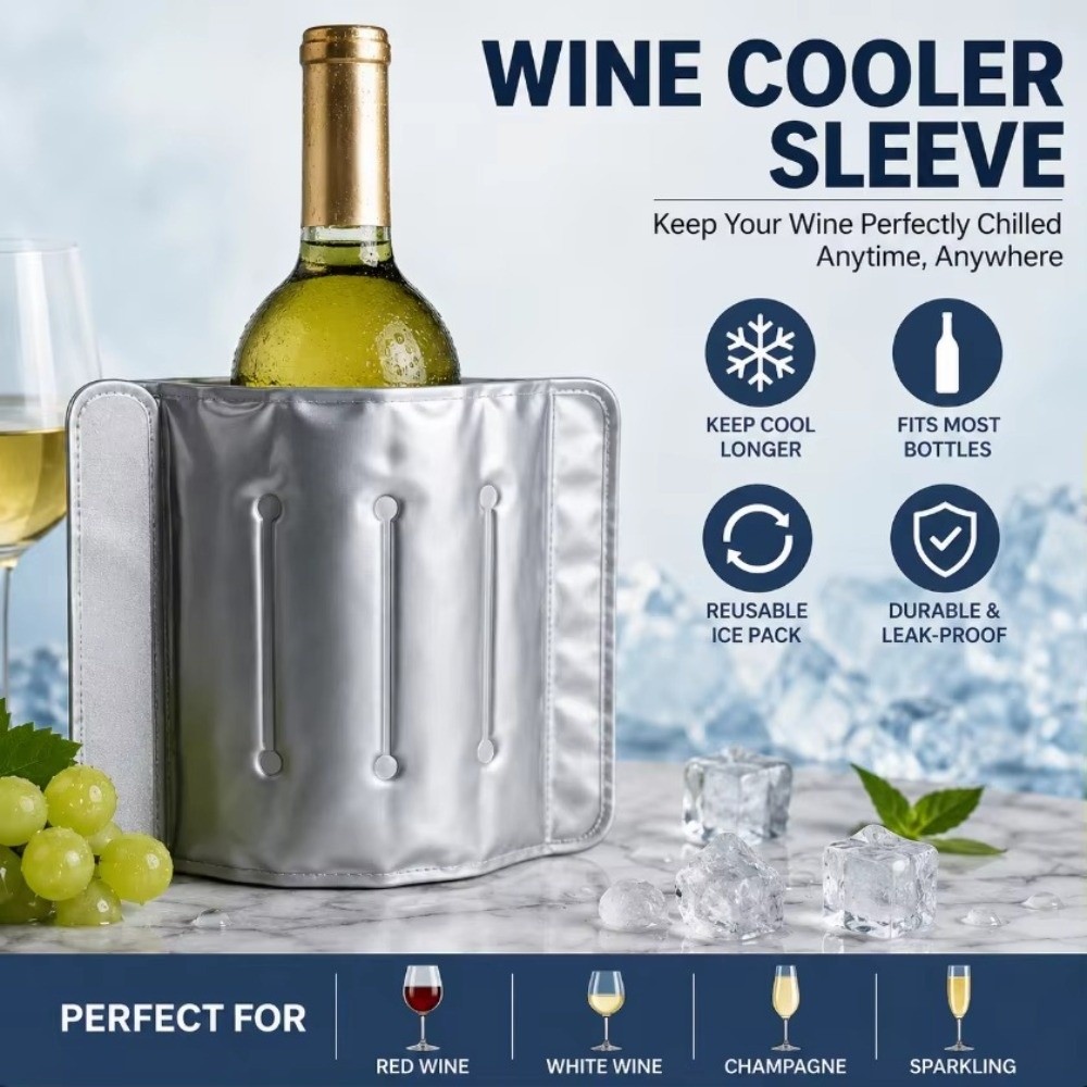 Wine Chiller Sleeve - حقيبة تبريد النبيذ سريعة التبريد مقاس